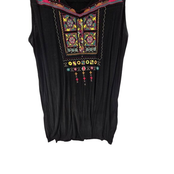 Adore Women's Sleeveless Mini Shift Dress Black Emboardary Size XL Boho Casual - Picture 2 of 6